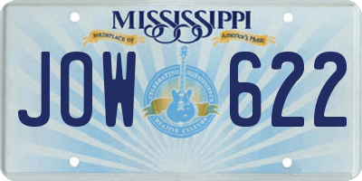 MS license plate JOW622