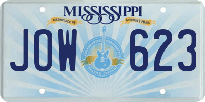 MS license plate JOW623