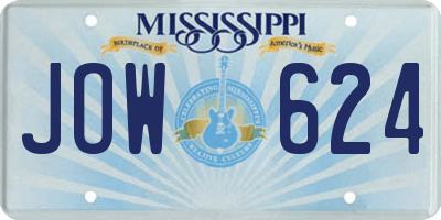MS license plate JOW624