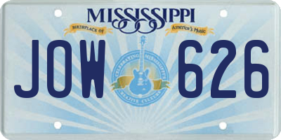 MS license plate JOW626