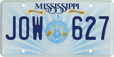 MS license plate JOW627