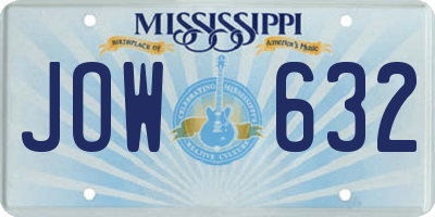 MS license plate JOW632
