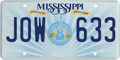MS license plate JOW633