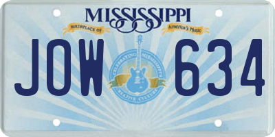 MS license plate JOW634