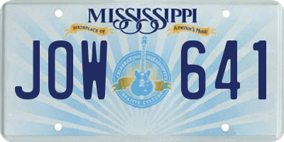 MS license plate JOW641