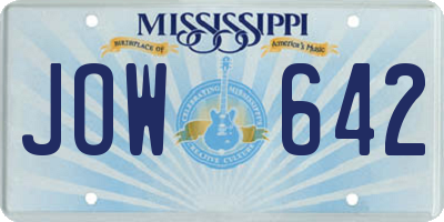 MS license plate JOW642