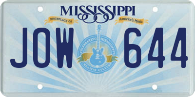 MS license plate JOW644