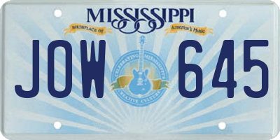 MS license plate JOW645