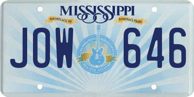 MS license plate JOW646