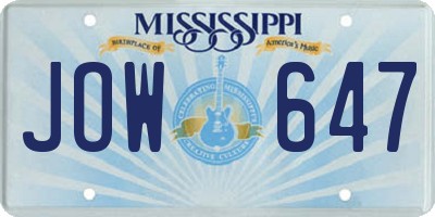 MS license plate JOW647