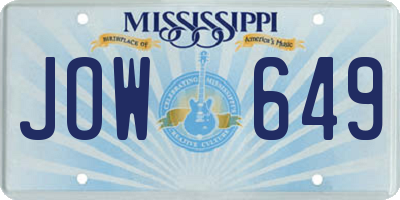 MS license plate JOW649