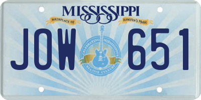 MS license plate JOW651