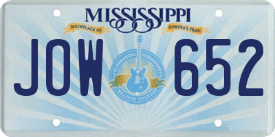 MS license plate JOW652