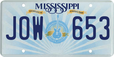 MS license plate JOW653