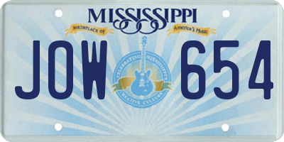MS license plate JOW654