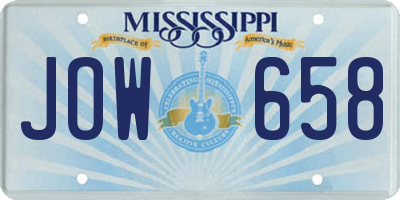 MS license plate JOW658