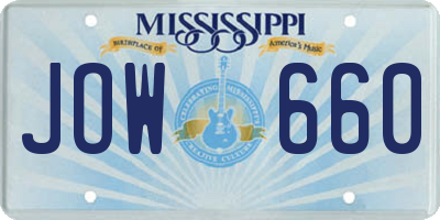 MS license plate JOW660