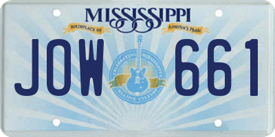 MS license plate JOW661