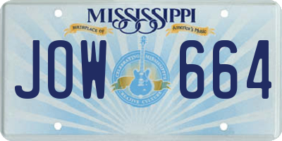 MS license plate JOW664