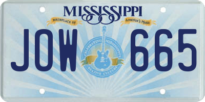 MS license plate JOW665