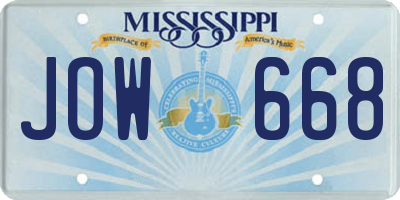 MS license plate JOW668