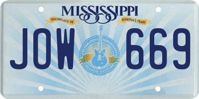 MS license plate JOW669
