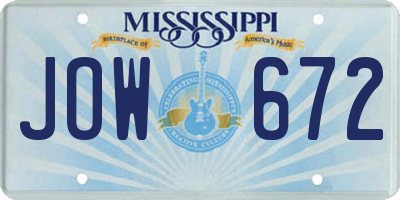 MS license plate JOW672
