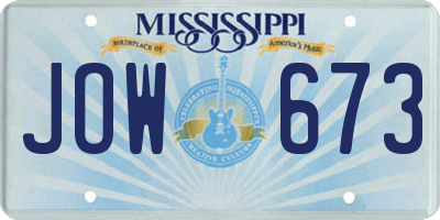 MS license plate JOW673