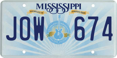 MS license plate JOW674