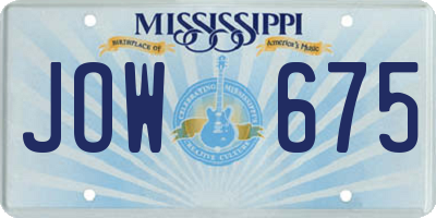 MS license plate JOW675