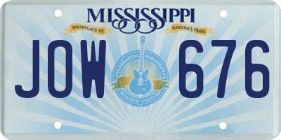 MS license plate JOW676