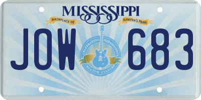 MS license plate JOW683