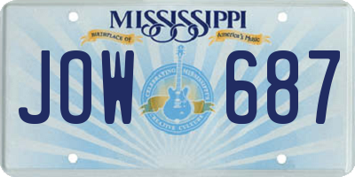 MS license plate JOW687