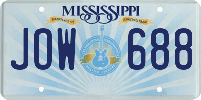 MS license plate JOW688