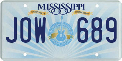 MS license plate JOW689