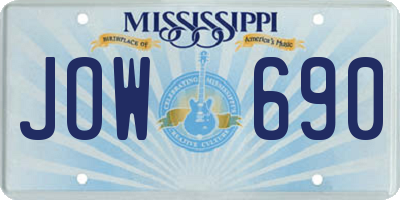 MS license plate JOW690