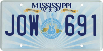 MS license plate JOW691