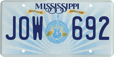 MS license plate JOW692