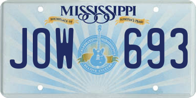 MS license plate JOW693
