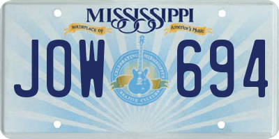 MS license plate JOW694