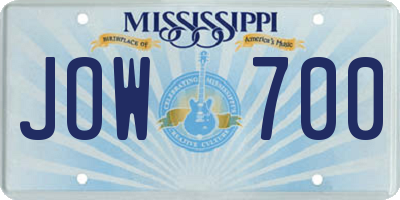 MS license plate JOW700