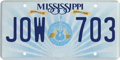 MS license plate JOW703