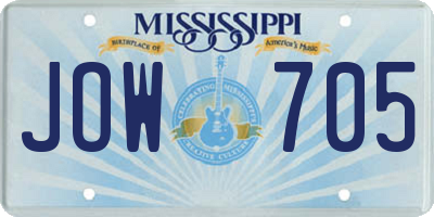 MS license plate JOW705
