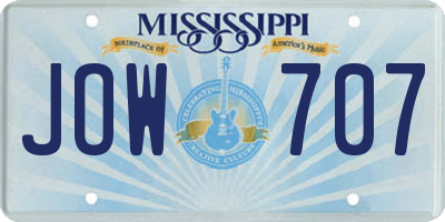 MS license plate JOW707