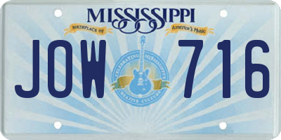 MS license plate JOW716