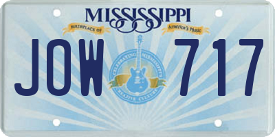 MS license plate JOW717