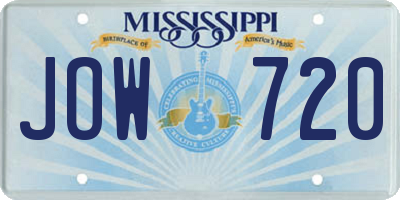 MS license plate JOW720
