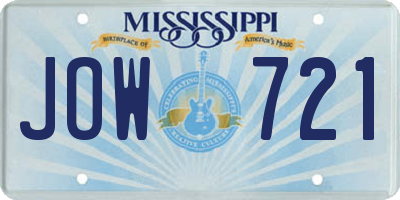 MS license plate JOW721