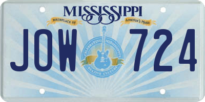 MS license plate JOW724
