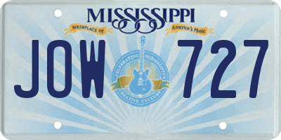 MS license plate JOW727